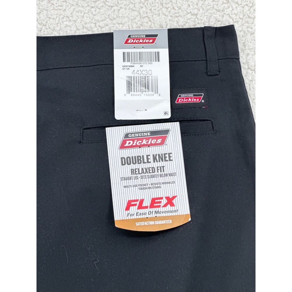 Dickies Mens 44x30 Black Double Knee Relaxed Fit Flex Straight Leg Pants - Picture 3 of 6